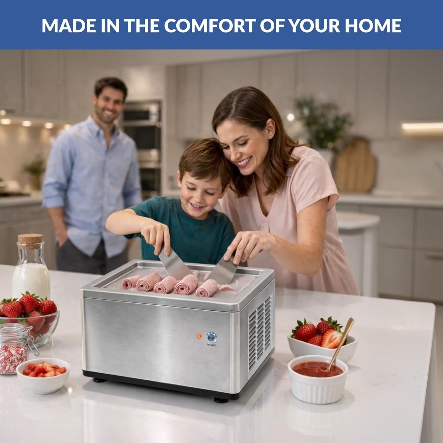 Máquina De Helado En Rollo 0.5 Qt Con Compresor Acero Inoxidable Fácil NUEVO US