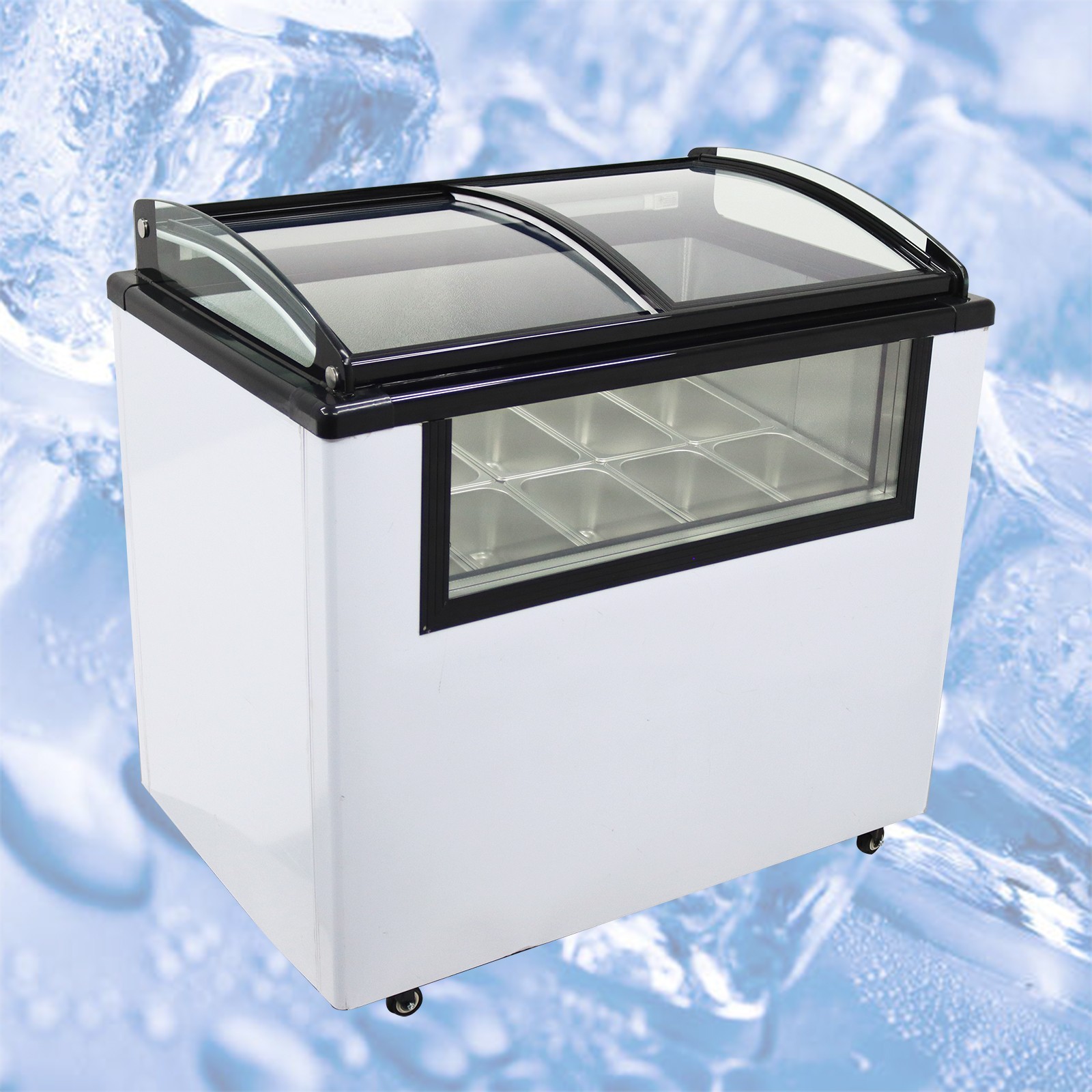 10 PAN Ice Cream Showcase Ice Cream Freezer with LED Light 2.5L/Pan 110V 330W