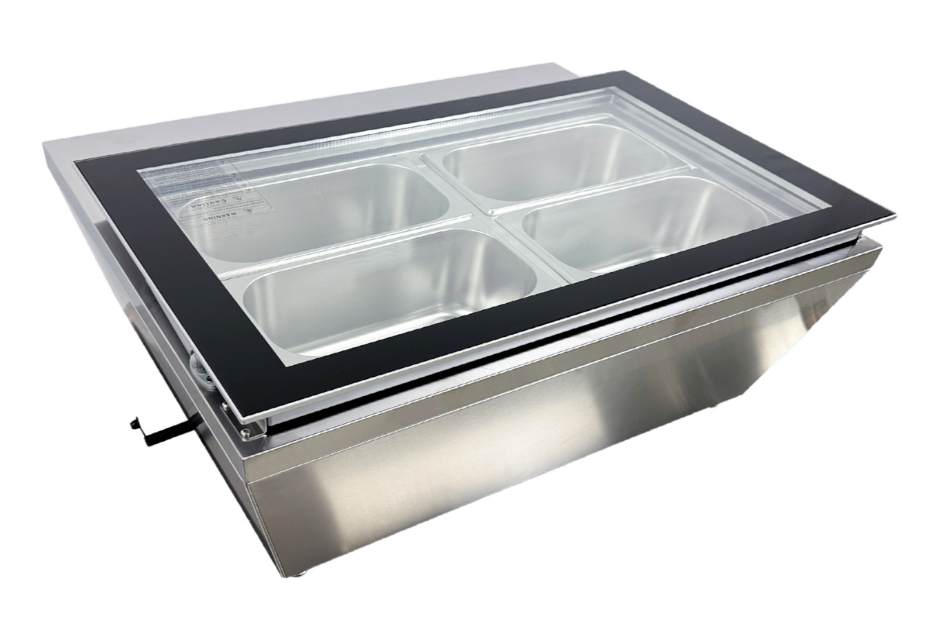 32″ W 4 Pan Countertop Gelato Ice Cream Display Freezer, Stainless Steel