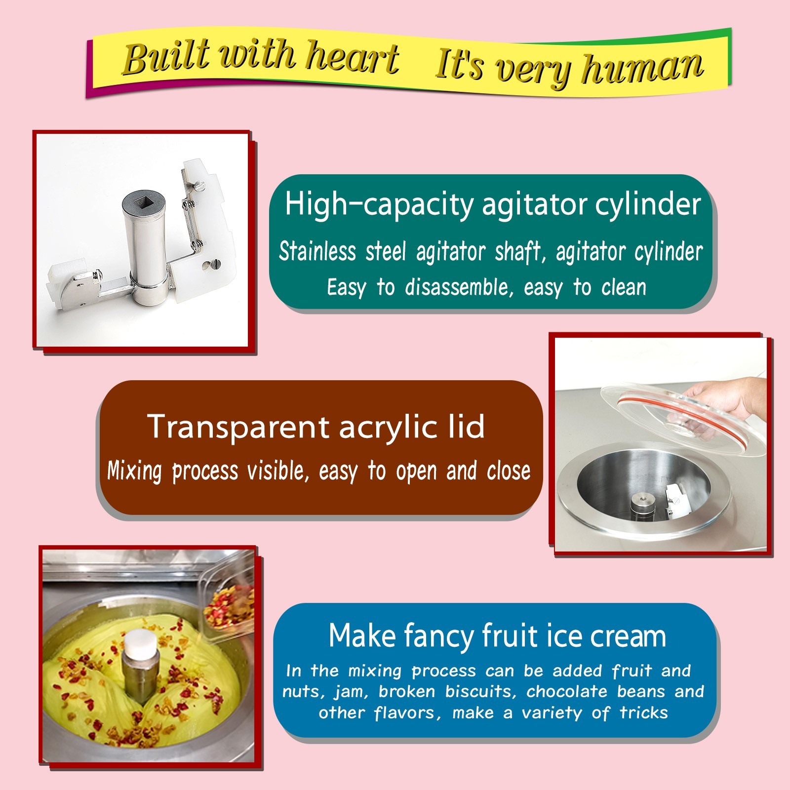 USA Kolice Countertop Italian Hard ice Cream Maker Fresh Fruit Ice Cream Maker