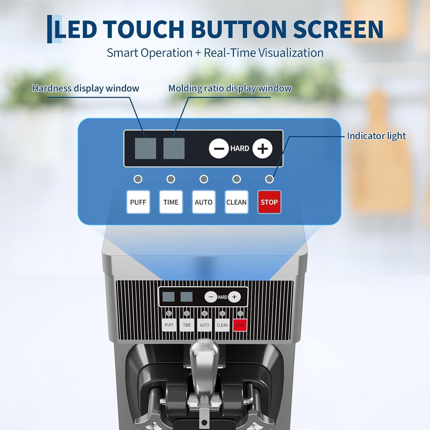 1500W Commercial Ice Cream Machine Countertop Soft Serve Ice Cream Maker US