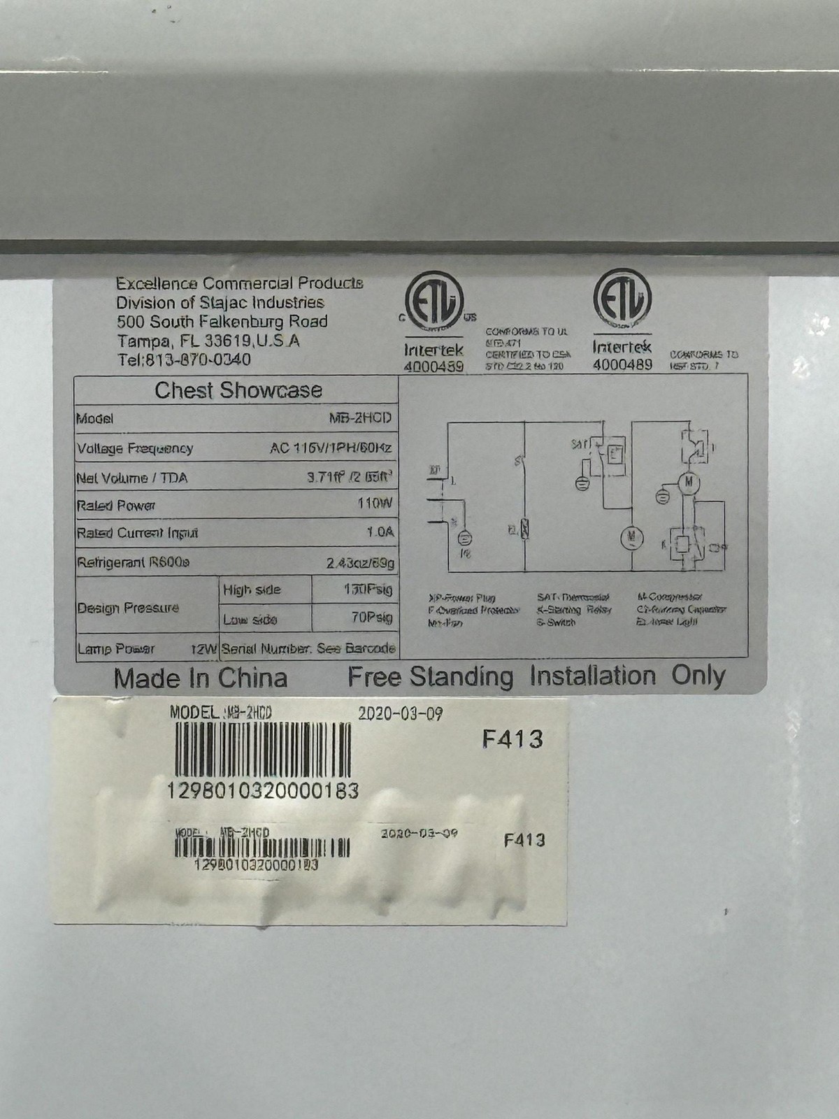 2020 EXCELLENCE MB-2HCD DUAL TEMP MINI BUNKER DISPLAY REFRIGERATOR/FREEZER