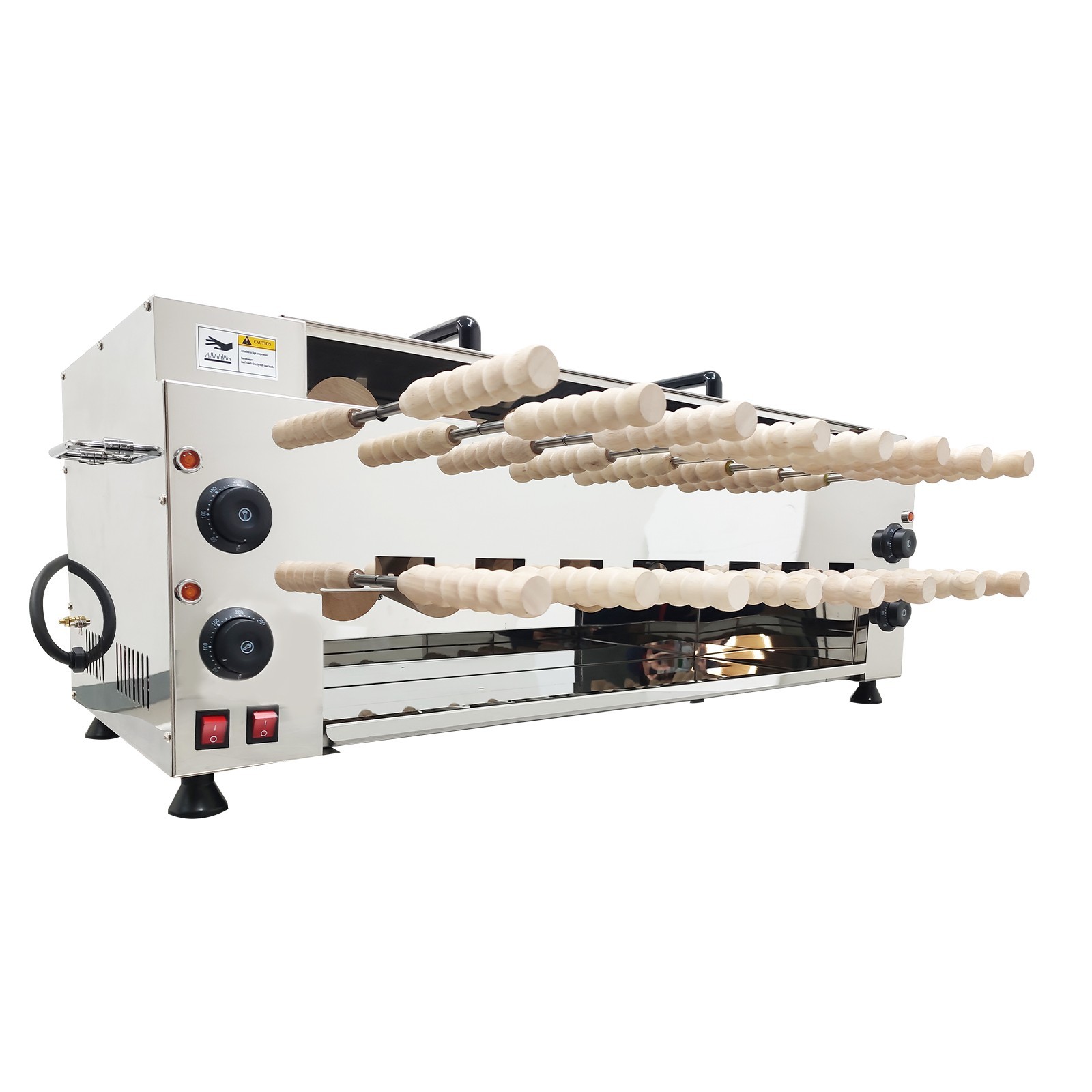 220V 6KW Electric Chimney Cake Roll Oven Maker 16Pcs Stainless Steel Ice Cream C