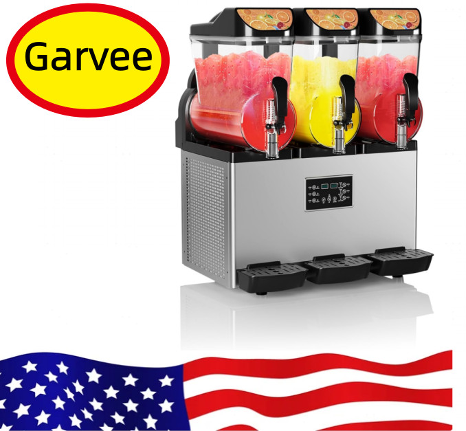 ⚡Commercial Slushy Machine 15L×3 Triple Tank, 45L Frozen Drink Machine, 180 Cups