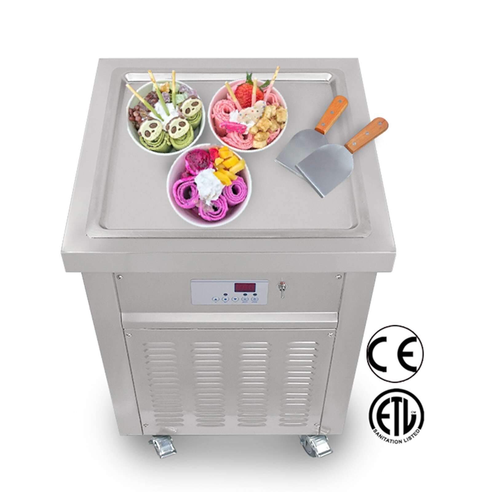 Kolice ETL 21″x21″ Square Pan Fried Ice Cream Machine Roll Ice Cream Machine