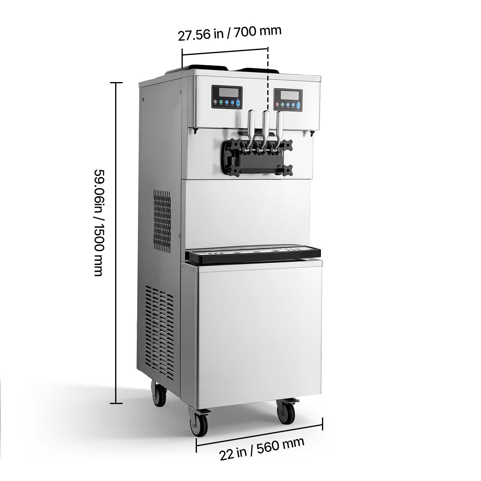 Uimoso Commercial Ice Cream Machine with Dual Compressor and 3Flavors Capability