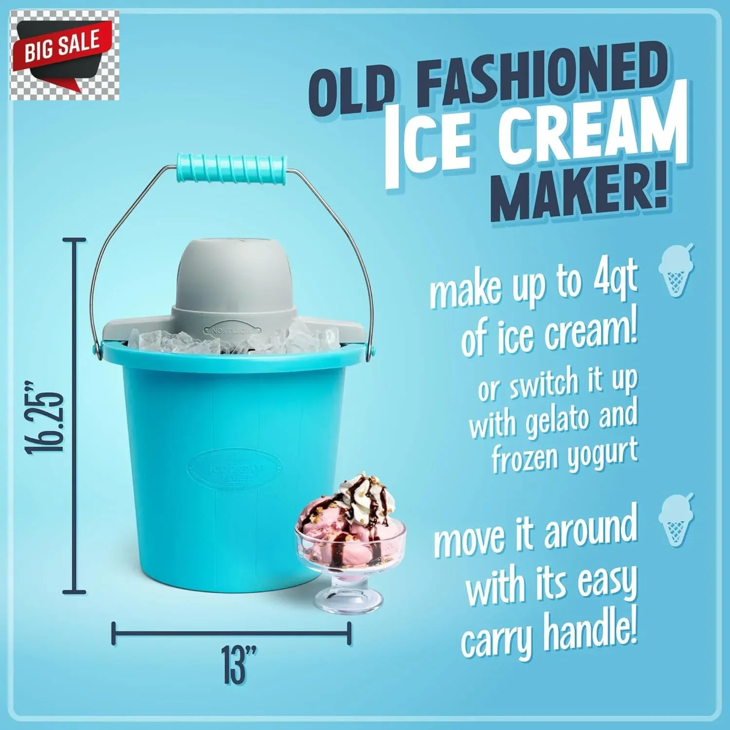 Nostalgia Electric Ice Cream Maker – Old Fashioned Soft Serve Ice Cream Machine