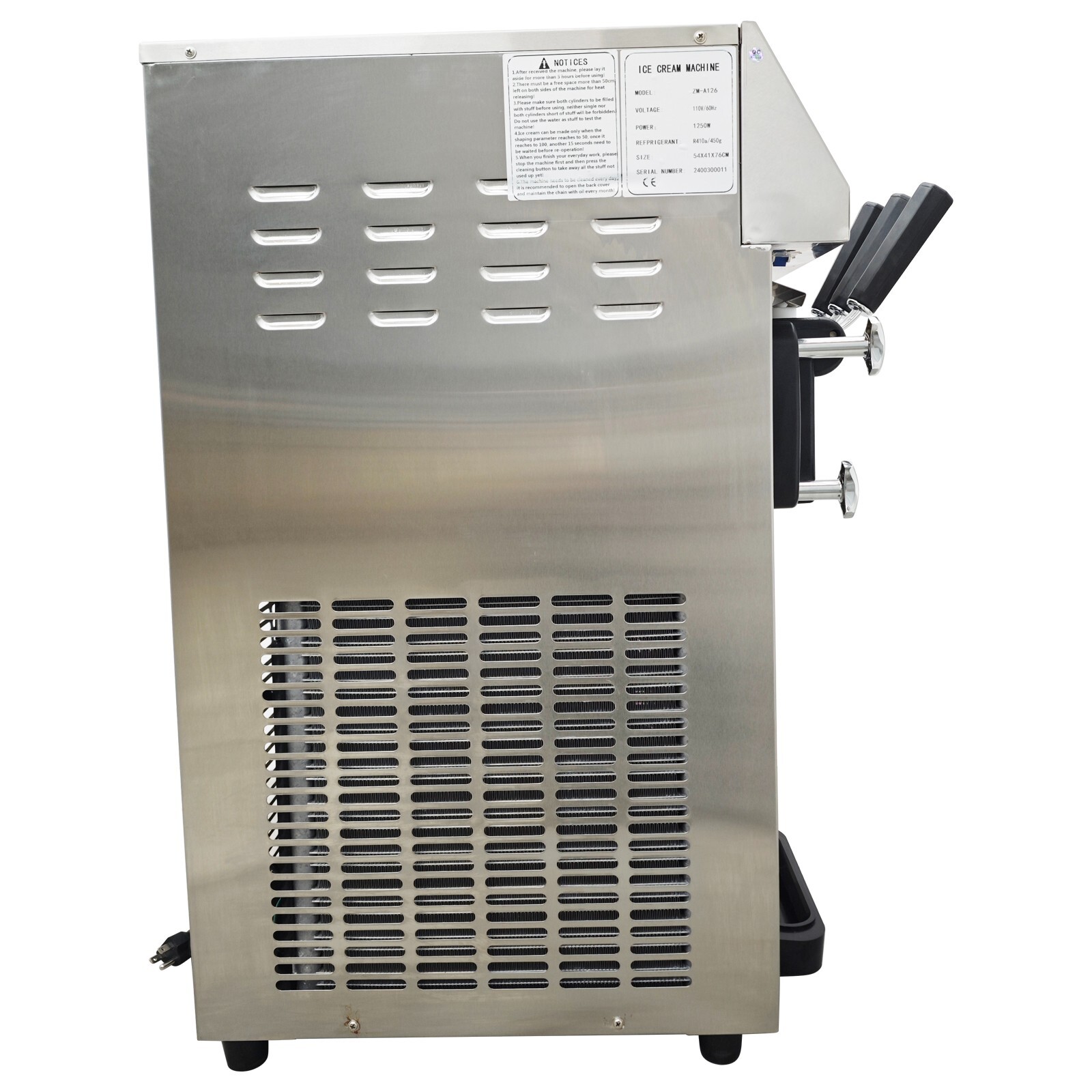 110V Tabletop 3 Flavors Soft Serve Ice Cream Maker Pre-cooling Double Cylinders