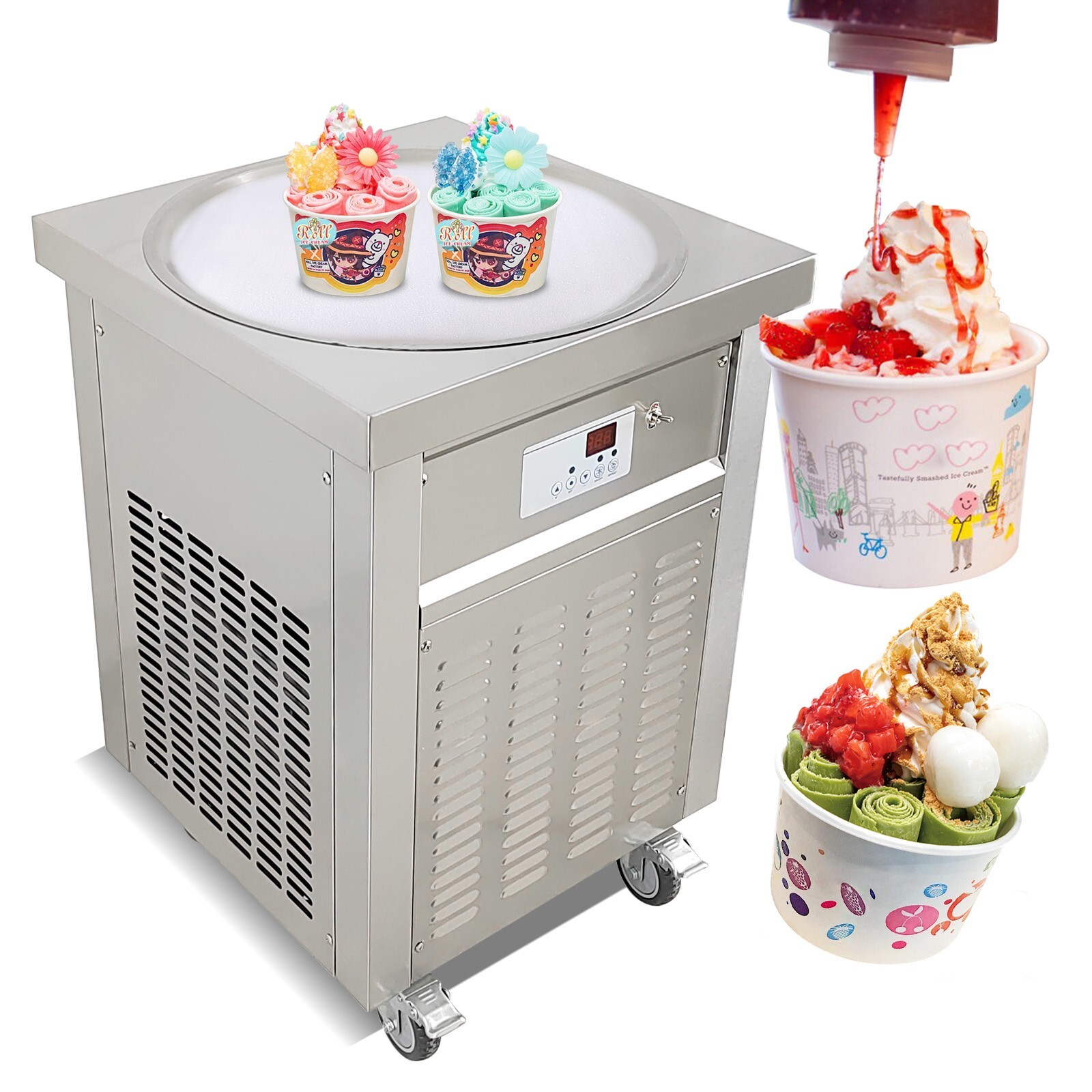 Kolice ETL Commercial ice cream roll machine, 22″ (55cm ) Single Round ice pan