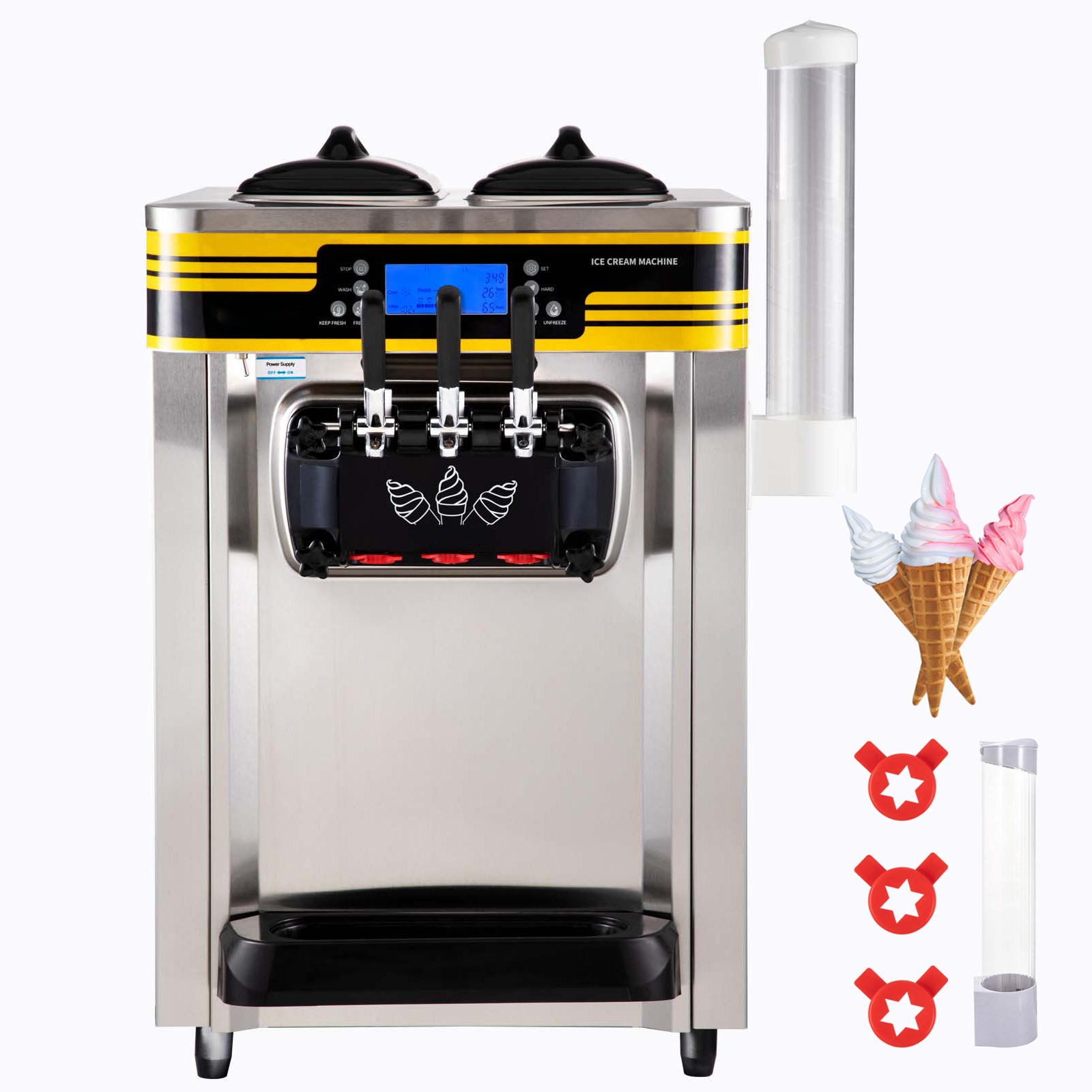 Uimoso Countertop Soft Serve Ice Cream Machine, 22-30L/H Frozen Yogurt Maker
