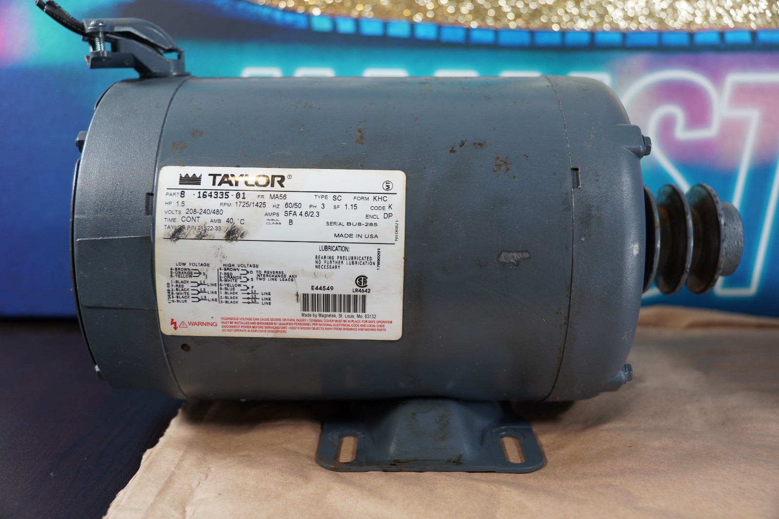 Taylor Beater Motor 3ph 021522-33 / 021522 750, 751, 754, 793, 794, c712, c713..