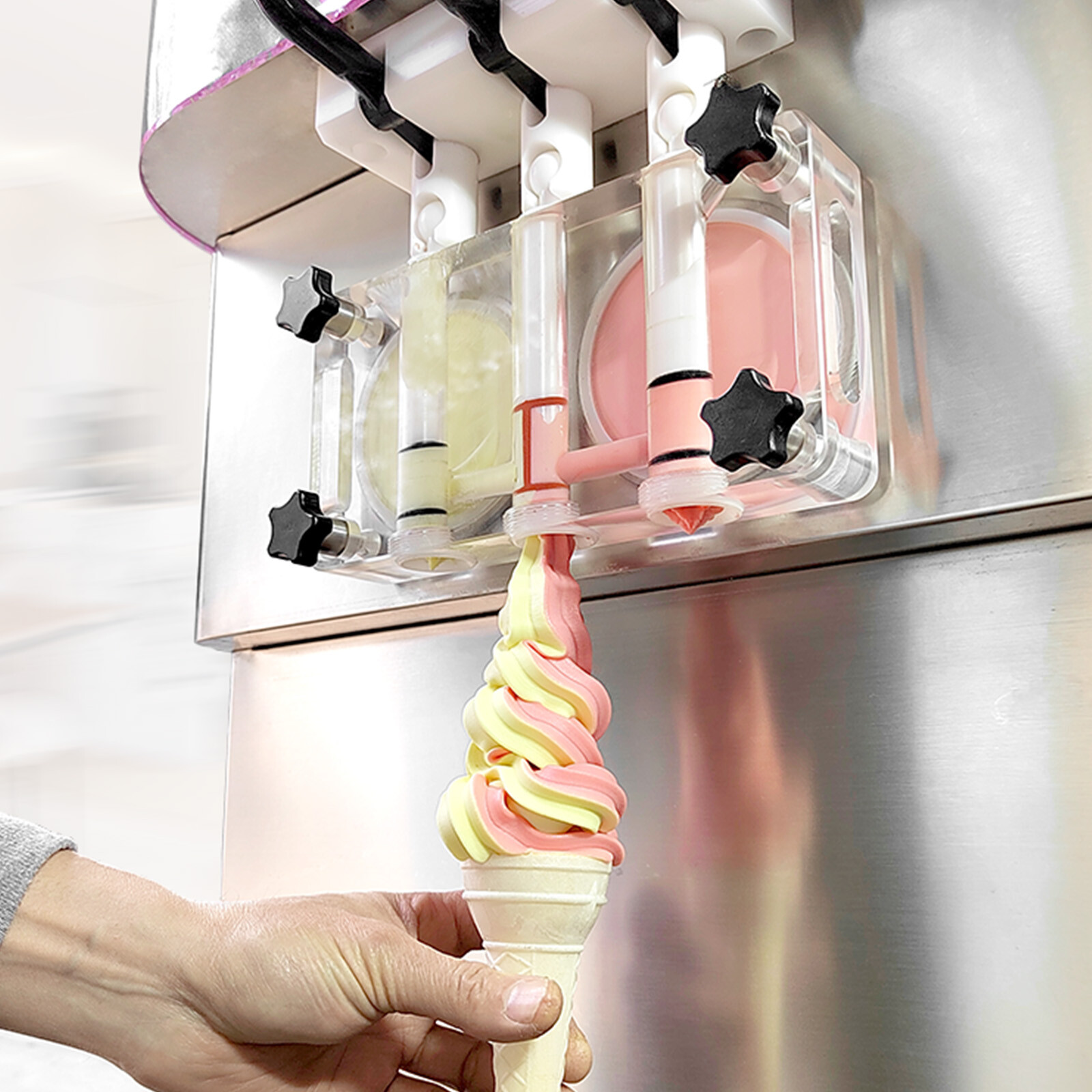 Kolice 3 Flavors Soft Serve Ice Cream Maker, Upper Tanks Refrigerated, 2+1 Mixed
