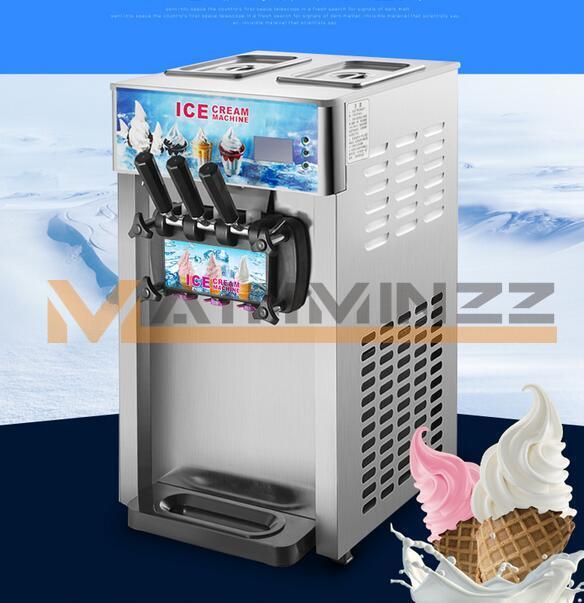 1PC 3 Flavor Commercial Frozen Ice Cream Cones Machine Soft Ice Cream Machine