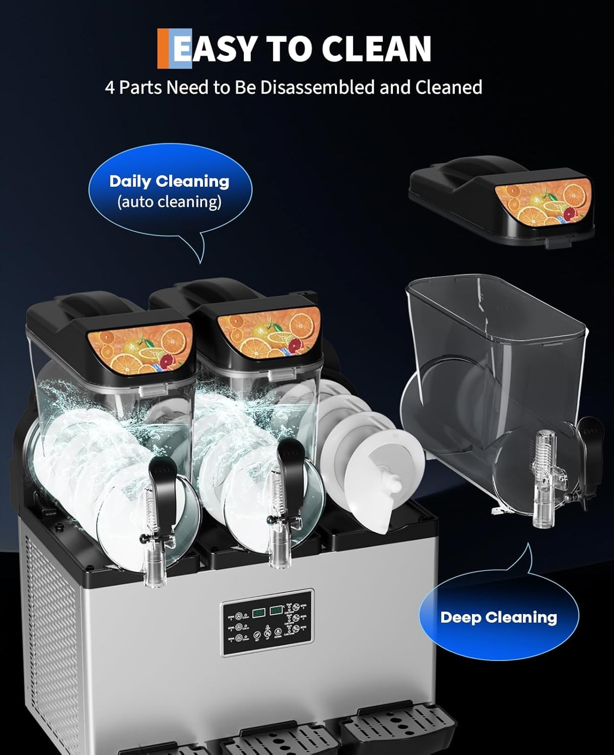 ⚡Commercial Slushy Machine 15L×3 Triple Tank, 45L Frozen Drink Machine, 180 Cups