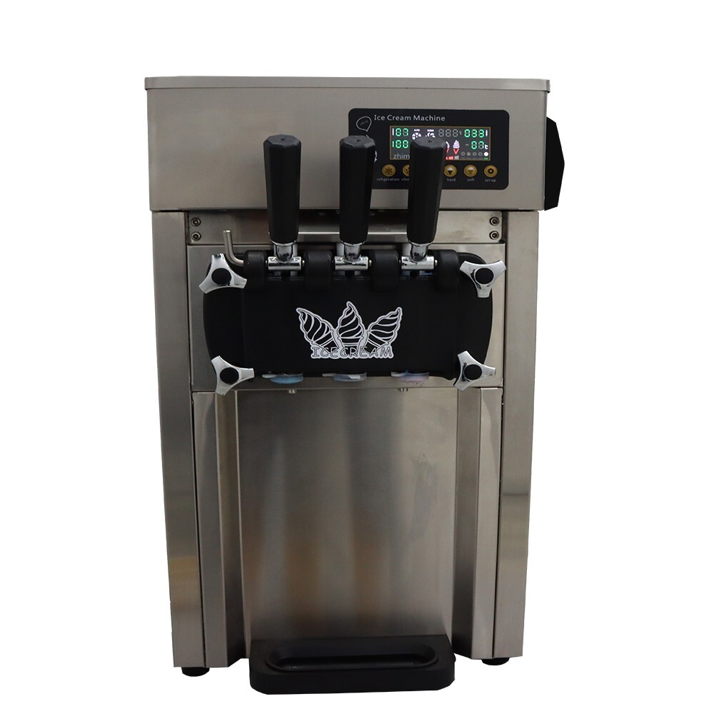 3 Flavors Soft Ice Cream Machine Ice Cream Maker 110V 1200W LED Panel 16-18L/H