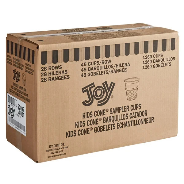 1260 Case Joy Kids Extra Small Mini Ice Cream Cake Cones Flat Bottom for Samples