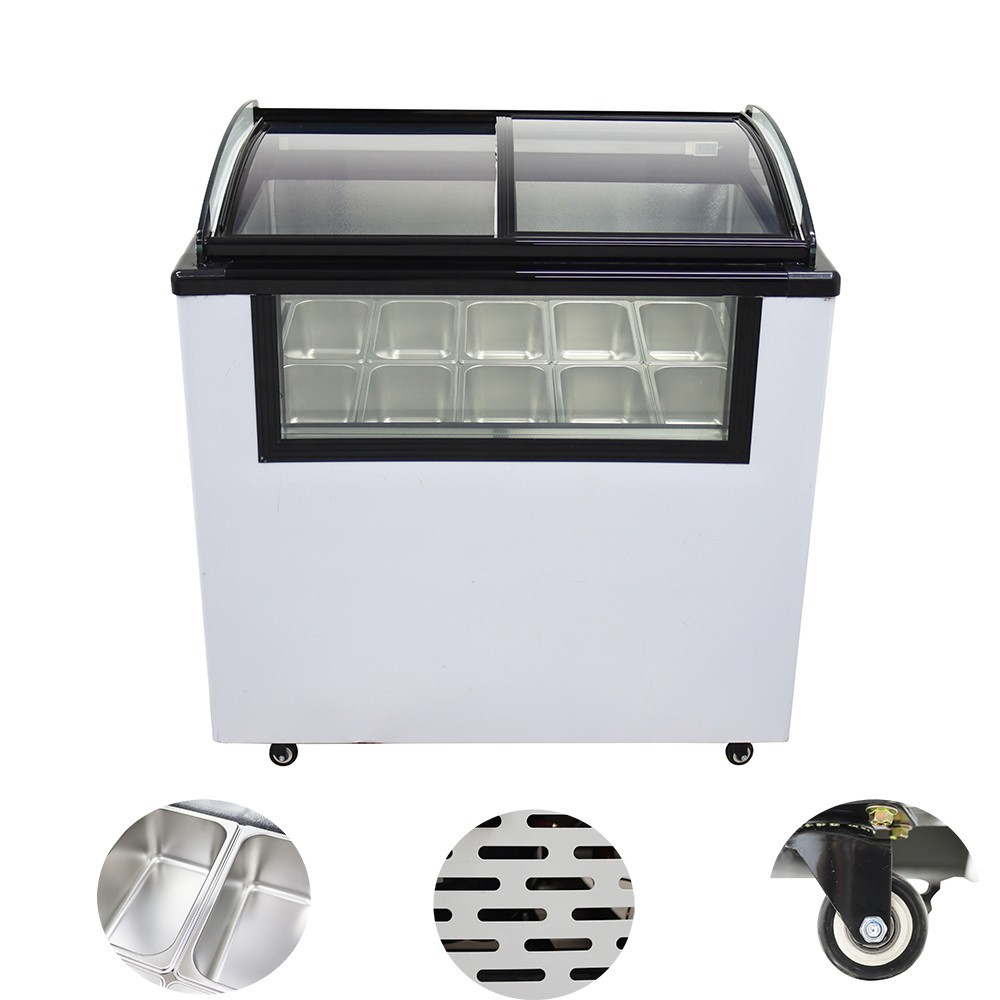 136L(35.93gallon) Ice Cream Showcase with 10 Pans And LED Light 330W 110V