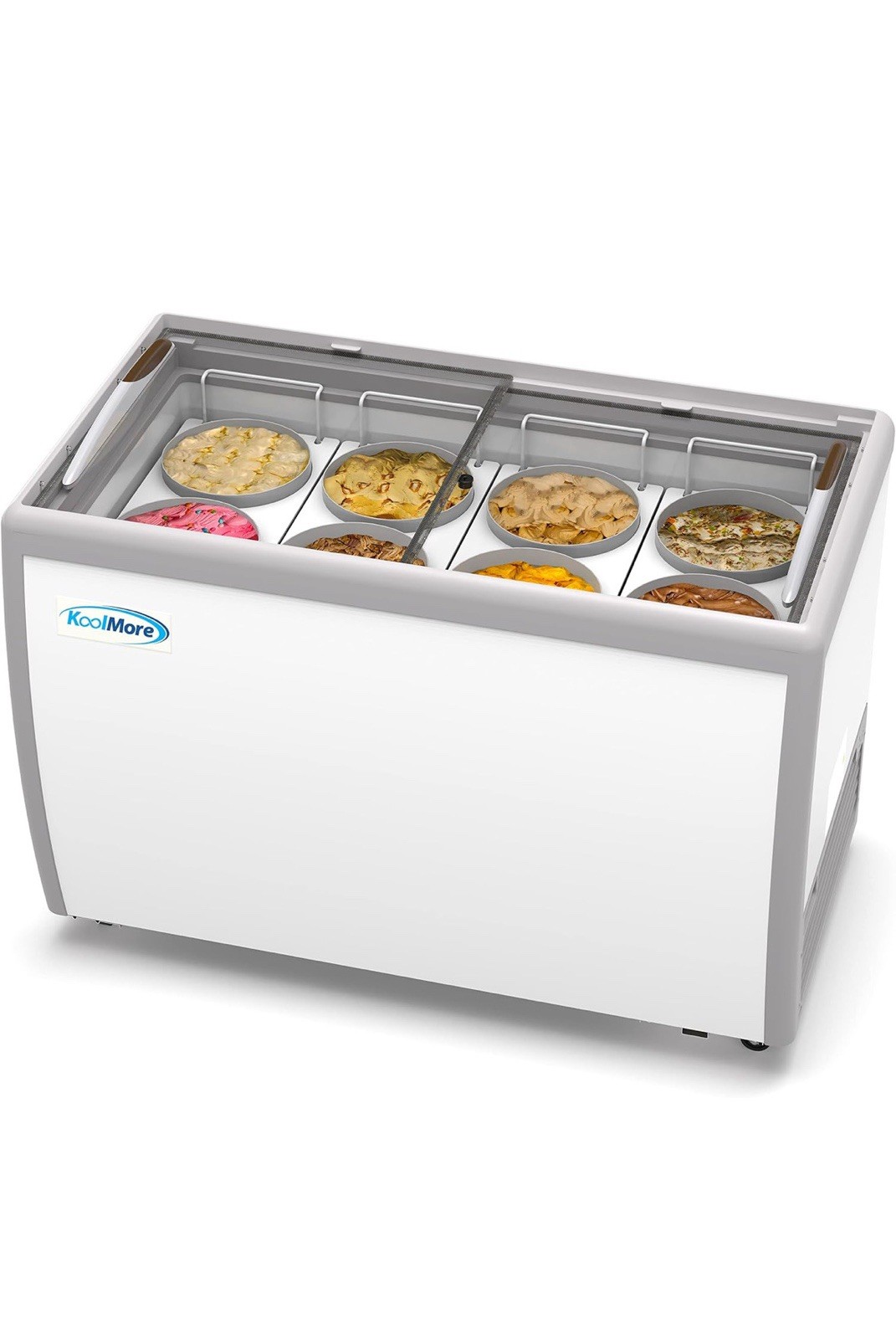49 Inch Commercial Ice Cream Dipping Cabinet Display Case, 8 Large Displayed Tub