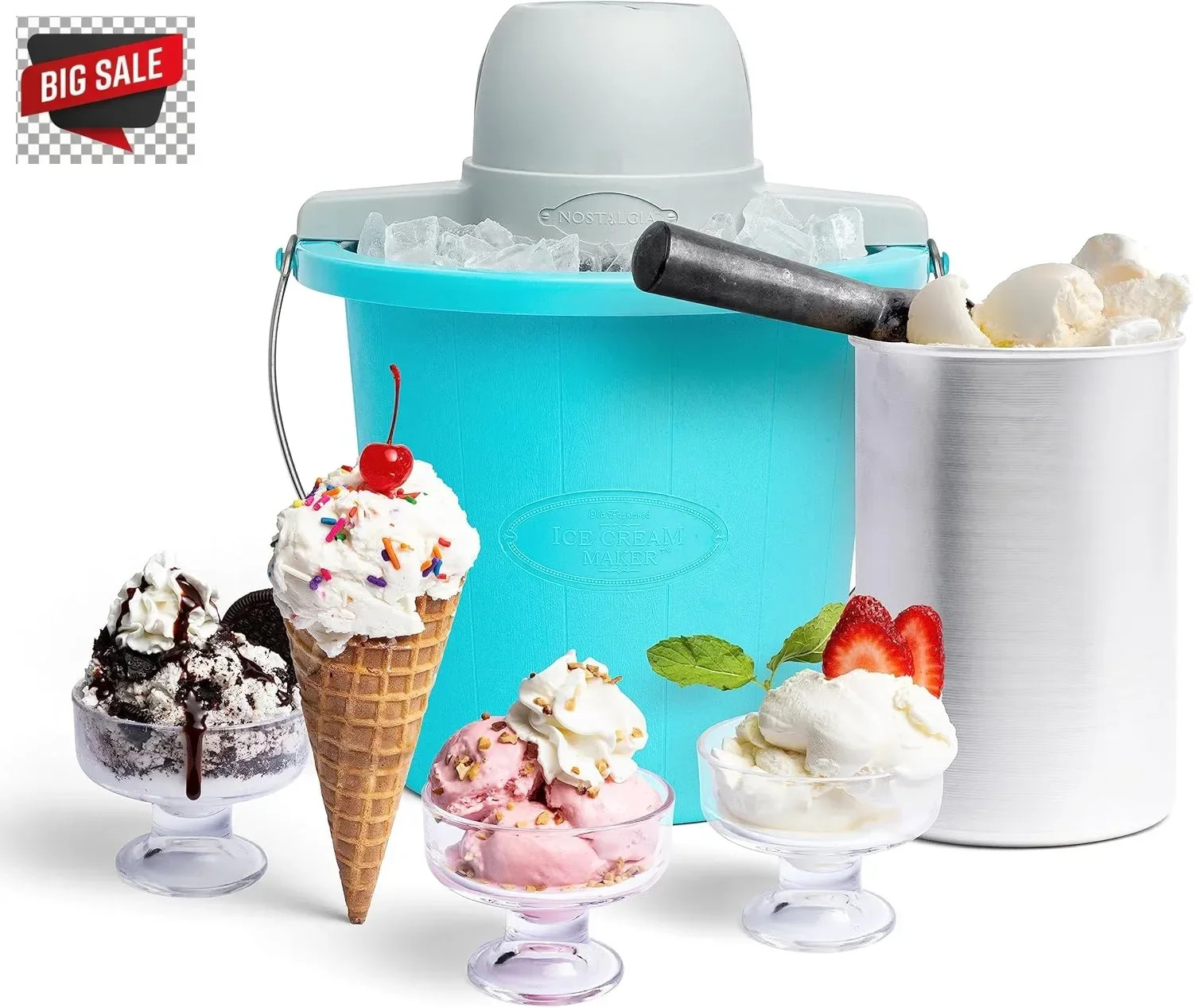Nostalgia Electric Ice Cream Maker – Old Fashioned Soft Serve Ice Cream Machine