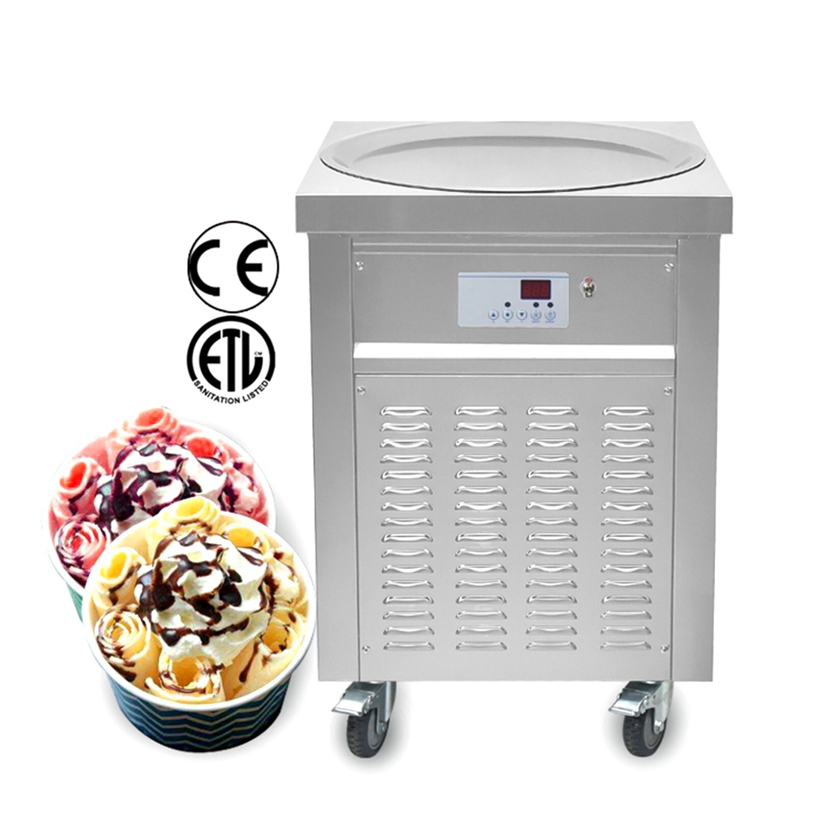 Kolice Commercial ETL rolled ice cream machine fried ice cream machine 22″ pan