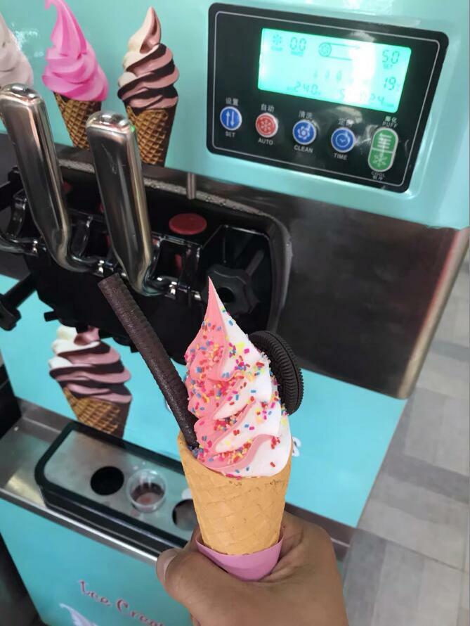 3 Flavor Soft Serve Ice Cream Machine Comercial Air Cooled Ice-cream Cone Freeze