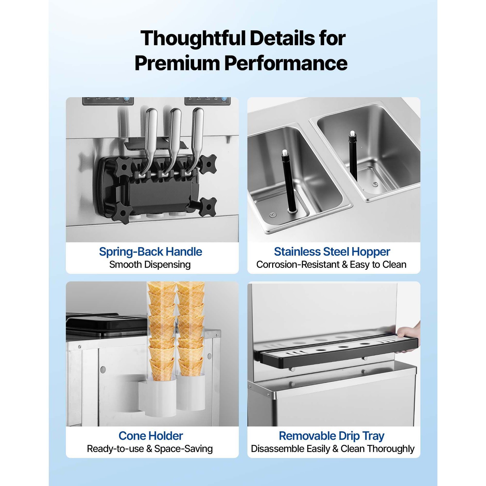 Uimoso Commercial Ice Cream Machine with Dual Compressor and 3Flavors Capability