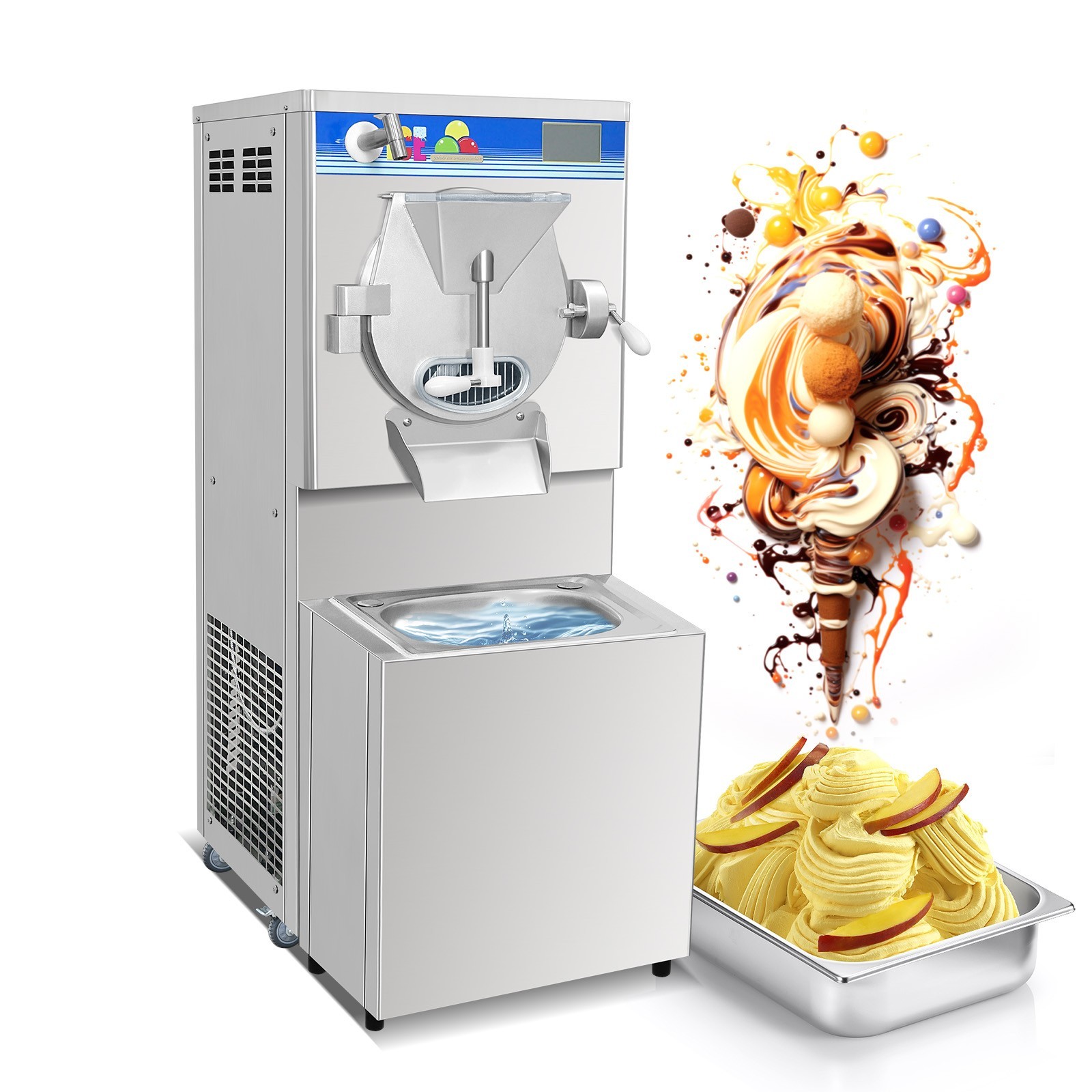 Kolice Commercial Water Cooling Sorbettos Hard Ice Cream Machine 15-18gal/Hour