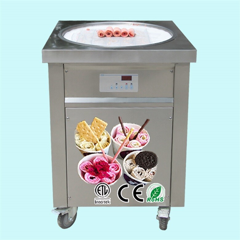 Kolice Commercial 22″ round pan fry ice cream machine rolled ice cream machine