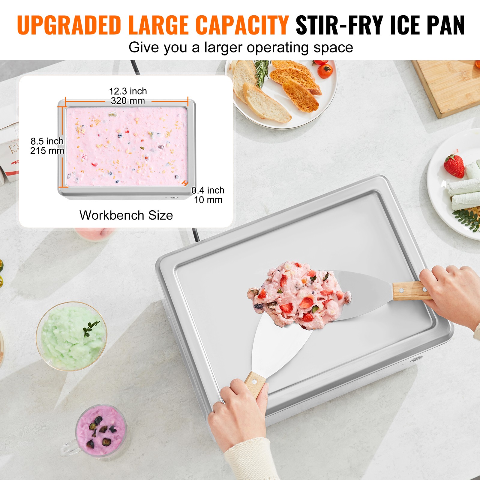 VEVOR Fried Ice Cream Roll Machine Yogurt Ice Roll Maker Single/Double Pans