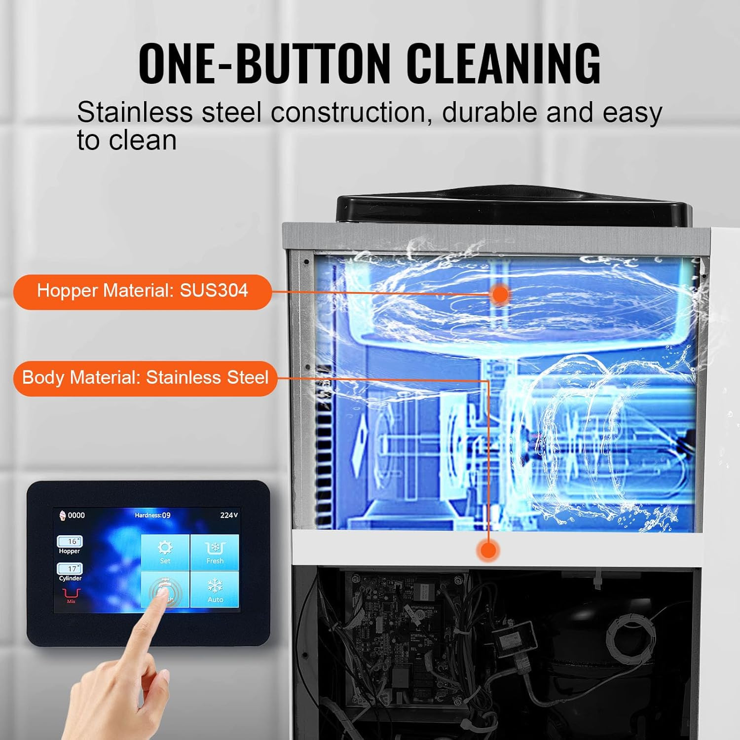 Commercial Ice Cream Machine, 1000W Single Flavor Soft Serve Ice Cream Maker, 10