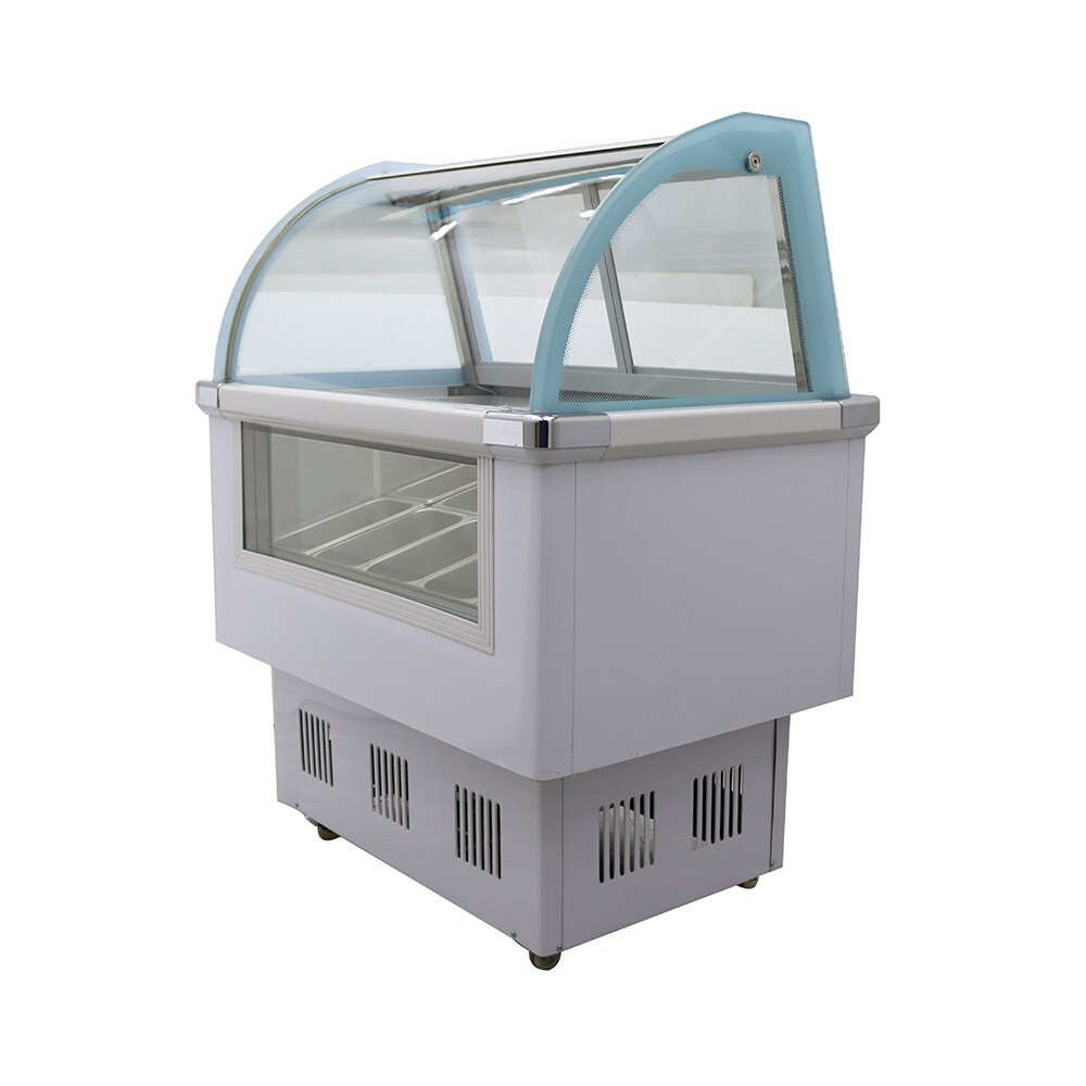220V 10 Pan Ice Cream Showcase Hard Ice Cream Freezer Case with LED Light 180W