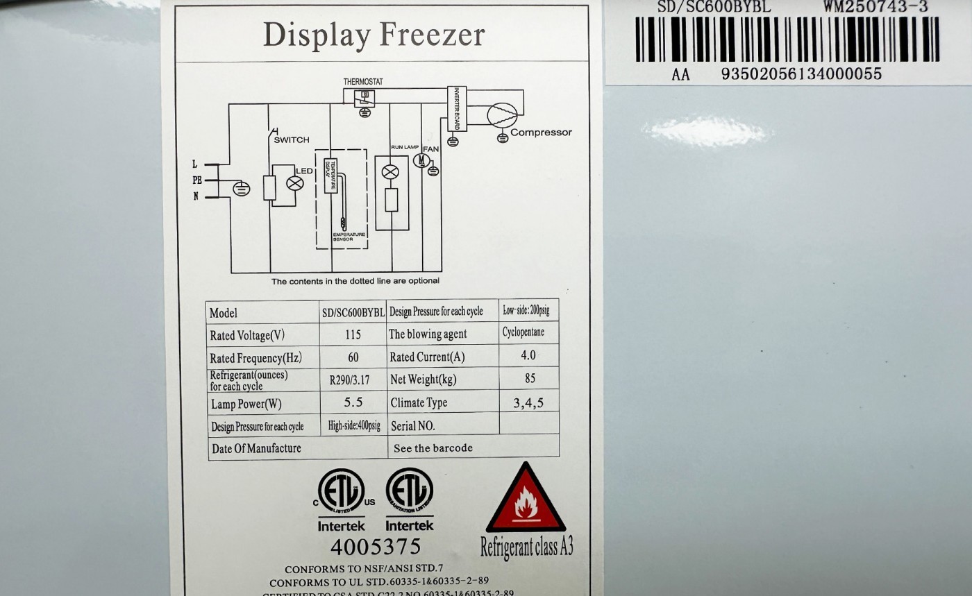 65″ Commercial Chest Freezer Glass Door Grocery Freezer Ice Cream Display NSF