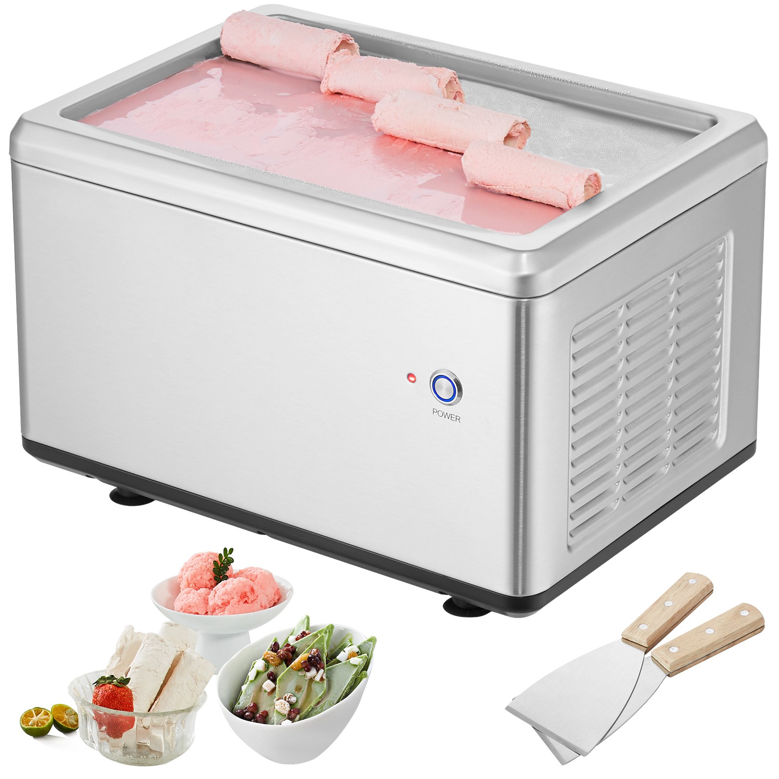 VEVOR Fried Ice Cream Machine Ice Roll Maker Rolled Yogurt Maker 12.6″x8.5″ Pan