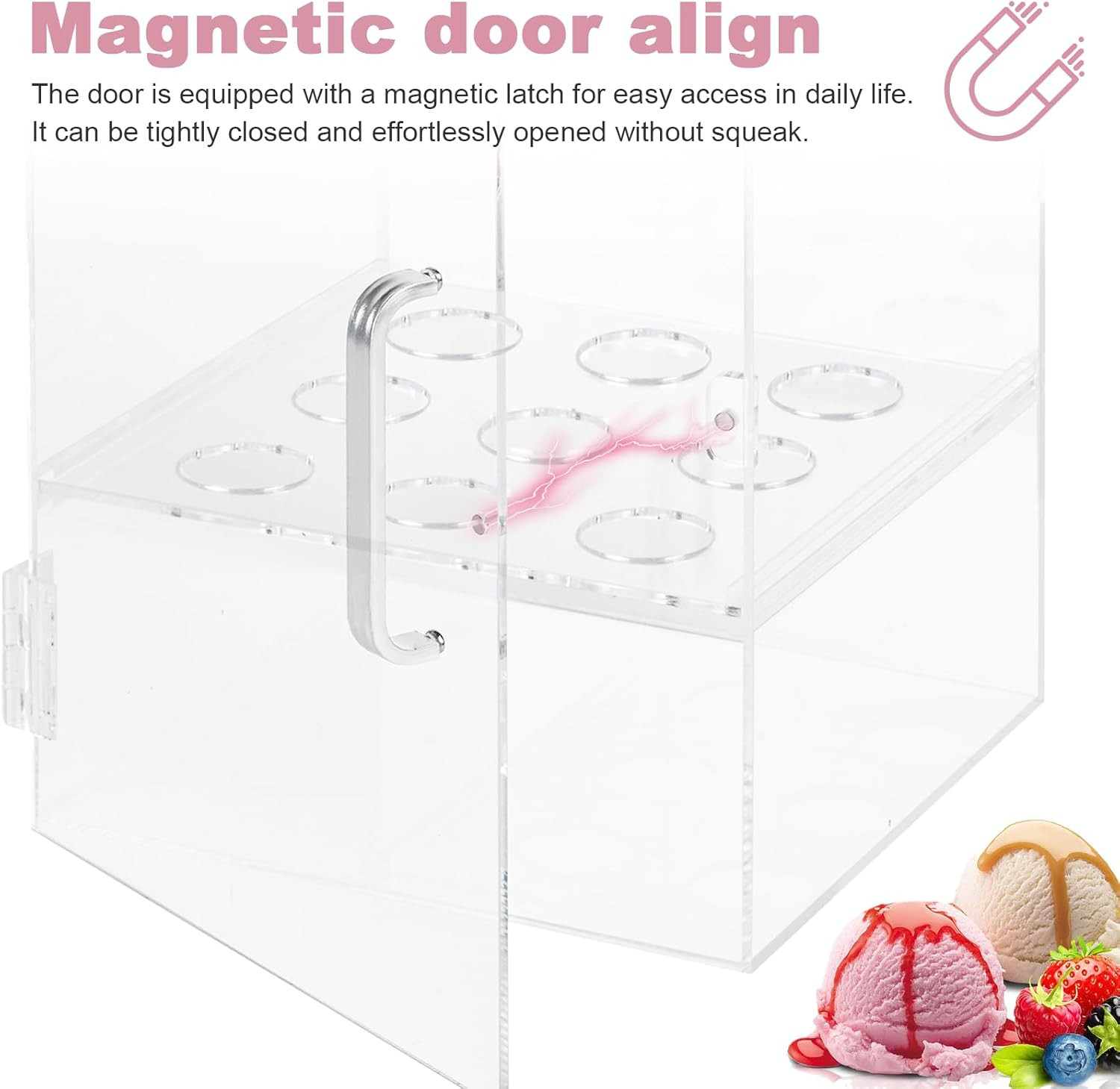 Acrylic Ice Cream Cone Holder 9 Holes Ice Cream Cones Cabinet with 10 Paper Cups