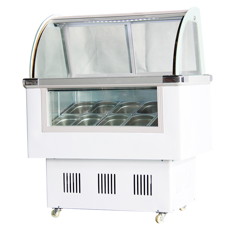 220V 10 Pan Ice Cream Cabinet Refrigerator Display Case Showcase Gelato Freezer