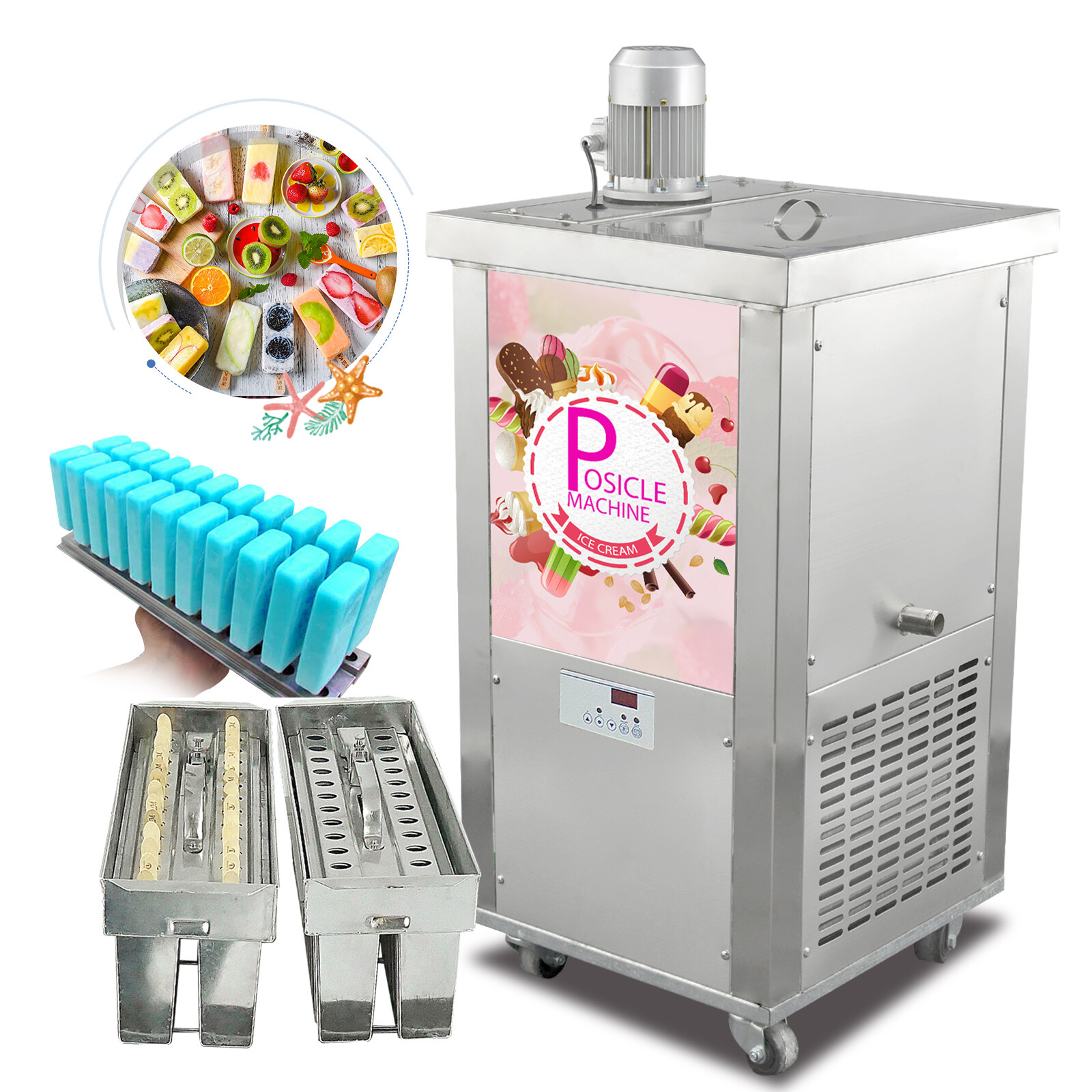 Kolice Commercial 2 Slim Mold Ice Pop Machine,Popsicle Machine,Ice Lolly Machine